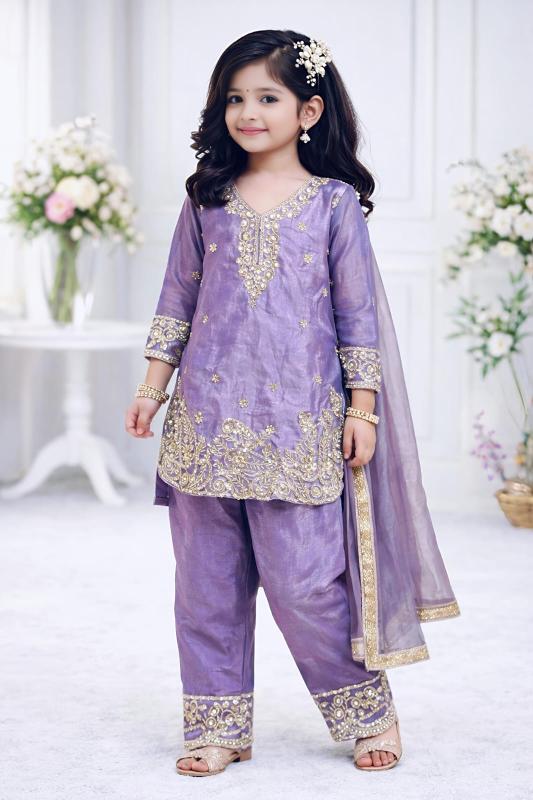 Ramzan Eid Special Silk Purple Children boutique clothing wholesaler in Pune